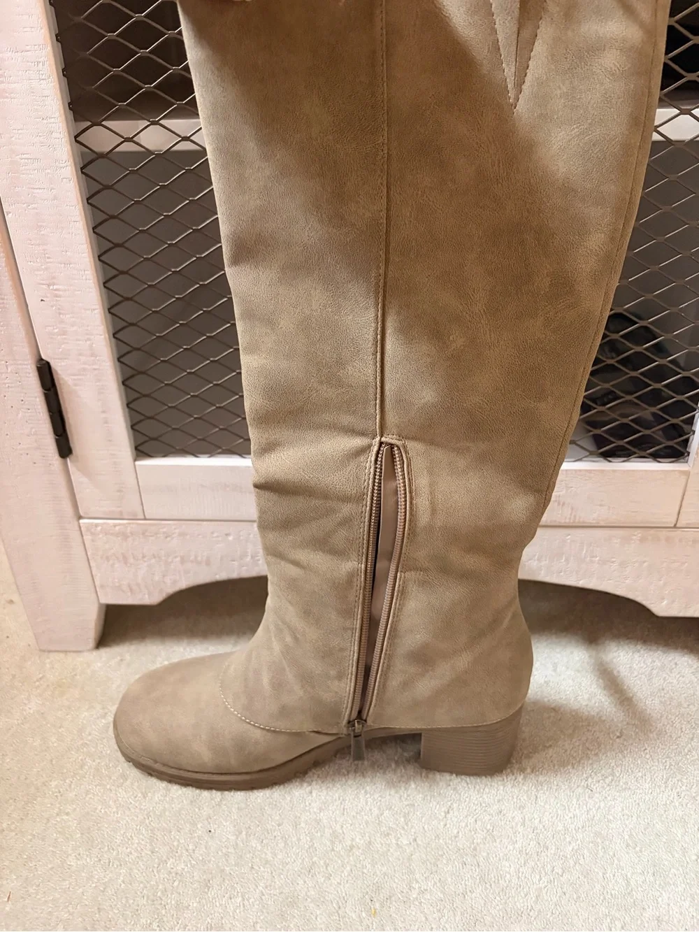 Muk Luks Over-the-Knee Taupe Boots with Side Zip